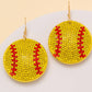 Gameday Rhinestone Pave Softball Earrings: Yellow