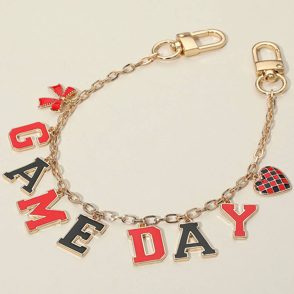 GAME DAY Bag Chain Charm: Black,Gold,Red