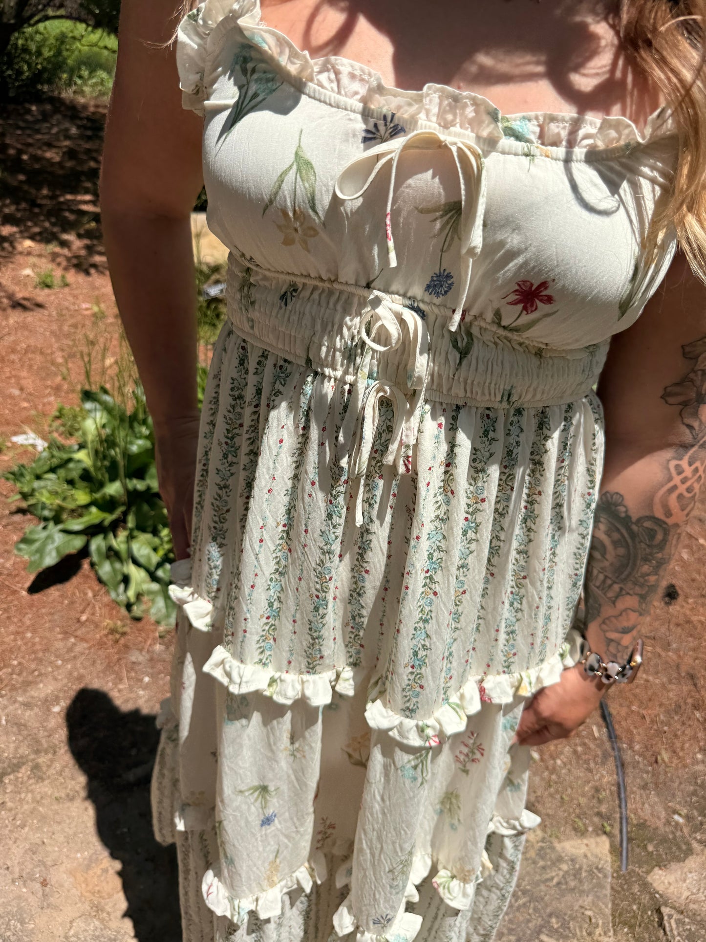 Floral Ruffled Tiered Midi Dress