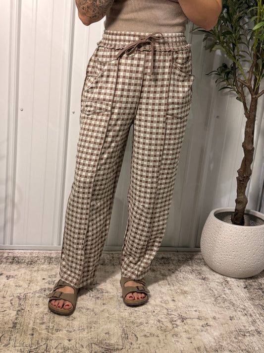 Gingham Getaway Barrel Pants