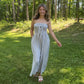 Striped Coastal Tie-Front Strapless Jumpsuit
