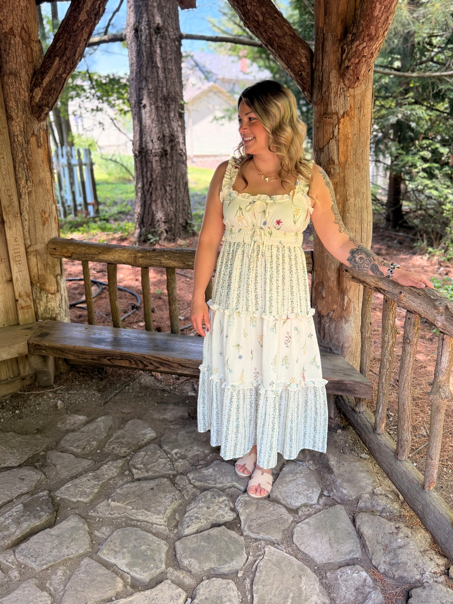 Floral Ruffled Tiered Midi Dress
