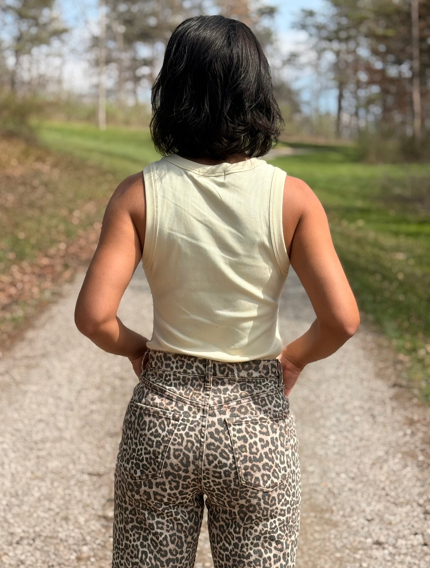 SLEEVELESS RIB TOP: CREAM