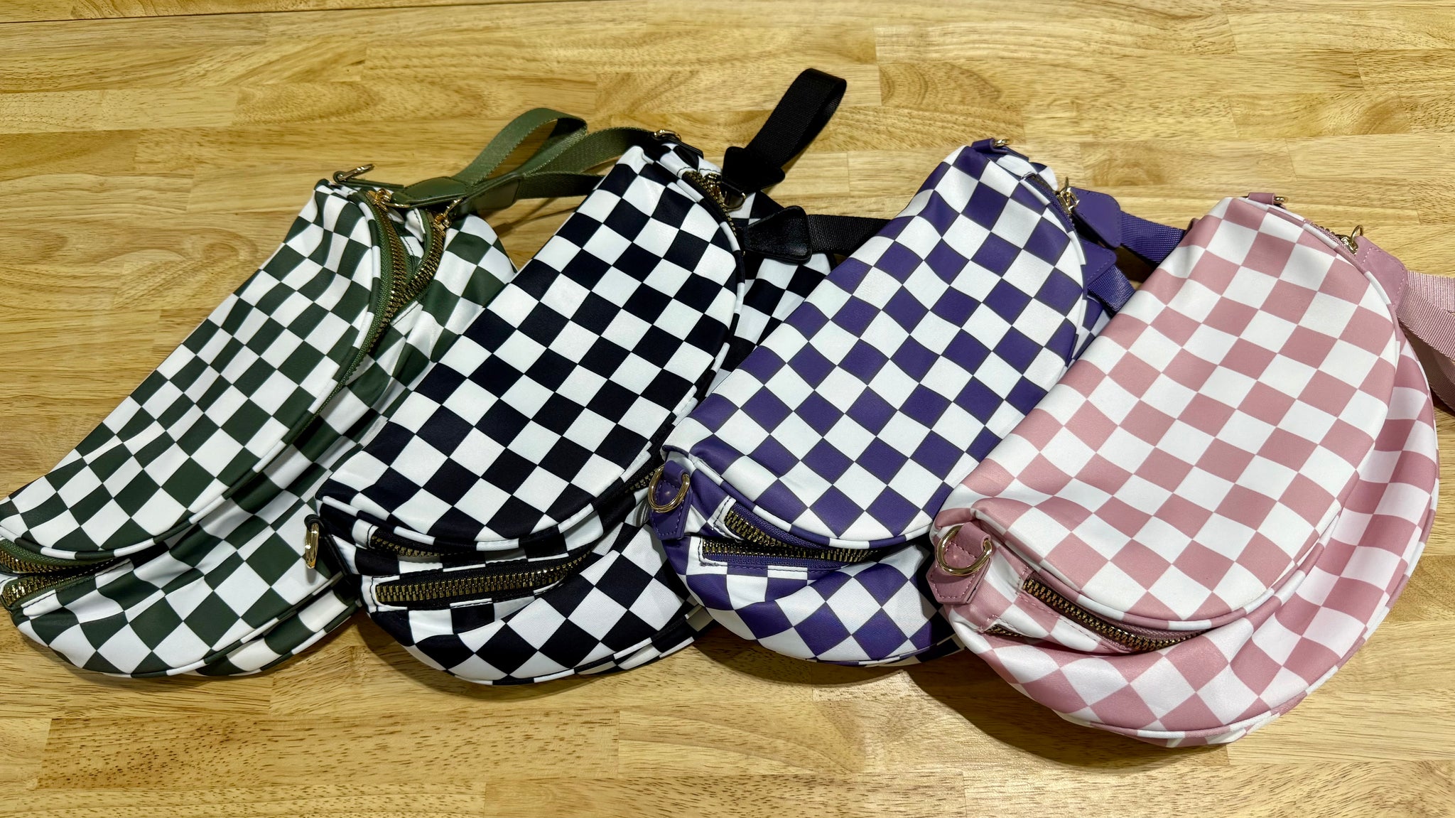 Checkered Crossbody Messenger Bag