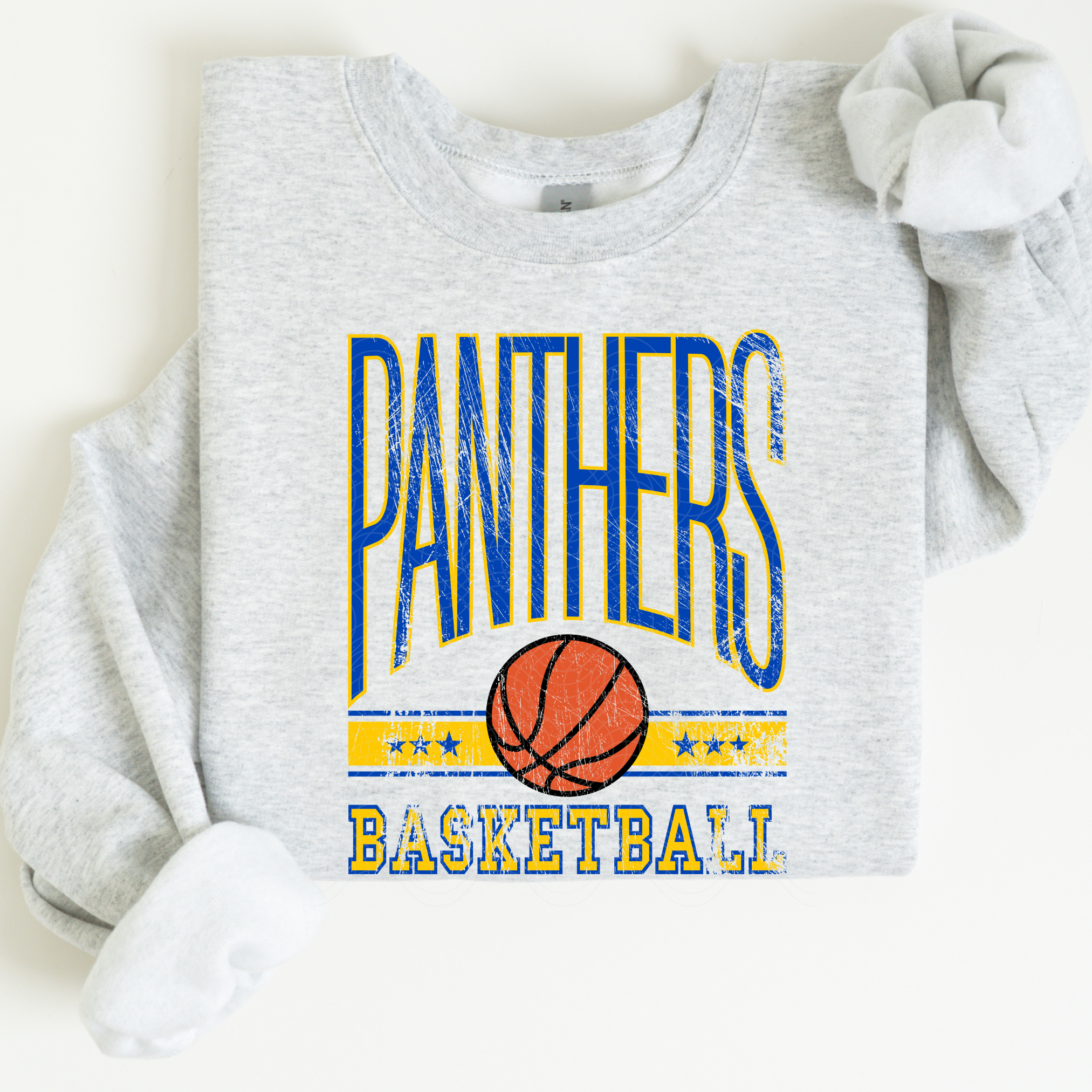 Panthers Basketball Distressed Tall on Ash Grey