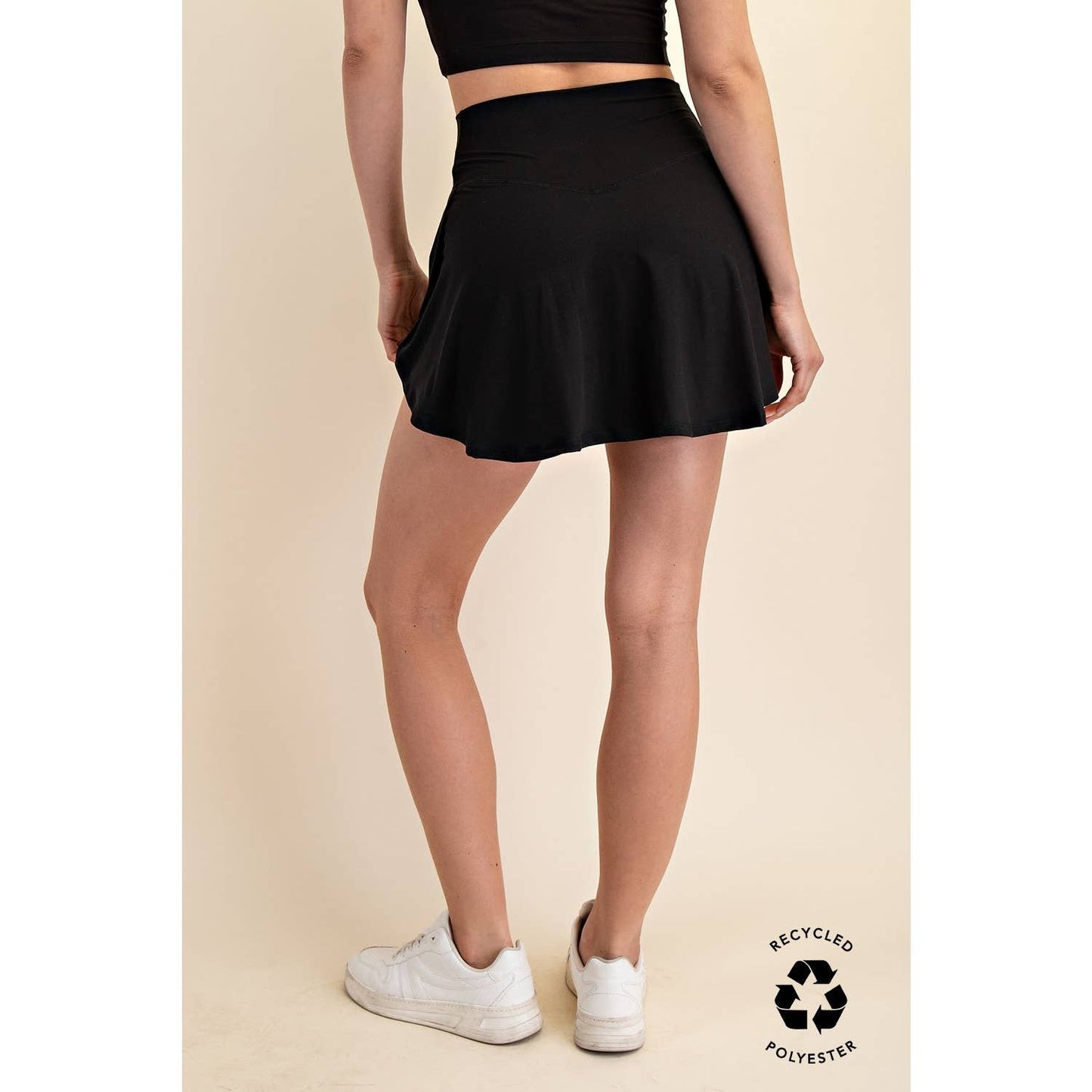 BUTTER V SHAPED HIGH-WAIST SKORT - Black