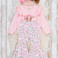 Floral Cow Cutie Ruffle Bell Bottom Outfit