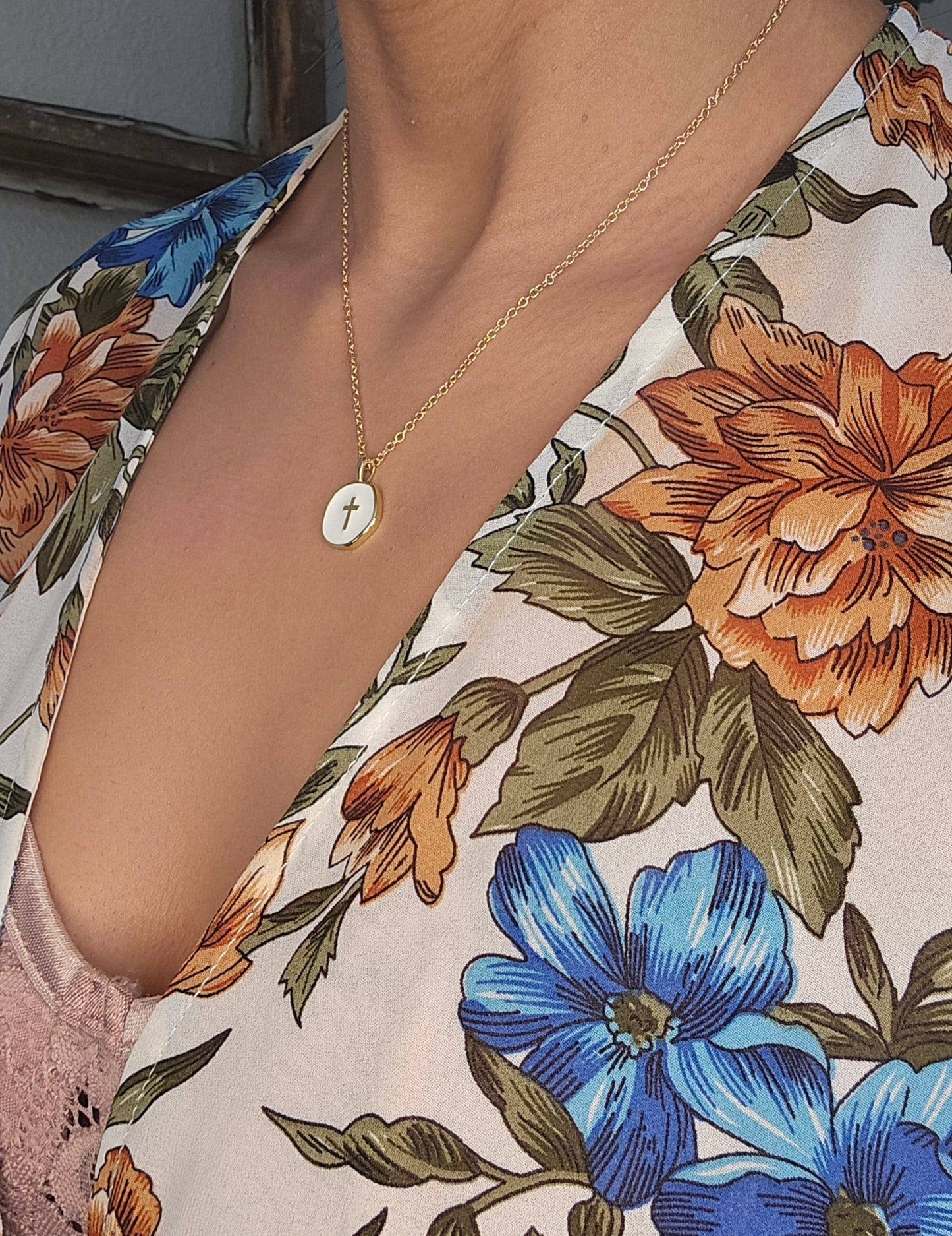 18K Gold Plated Cross Pendant Necklace