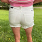 WHITE HIGH RISE SHORTS - Kancan