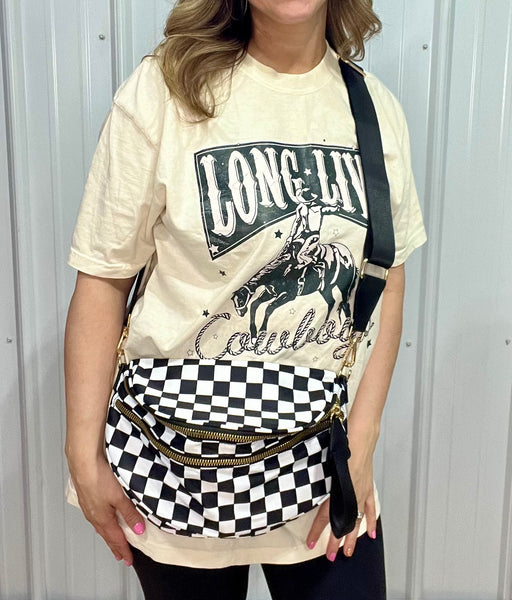 Checkered Crossbody Messenger Bag