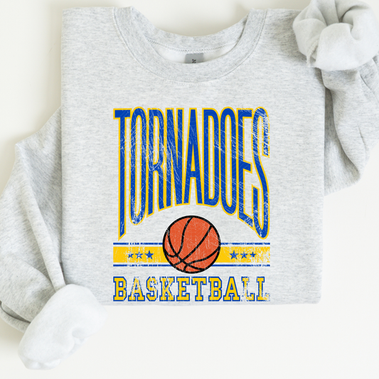 Tornadoes Basketball Distressed Tall on Ash Grey