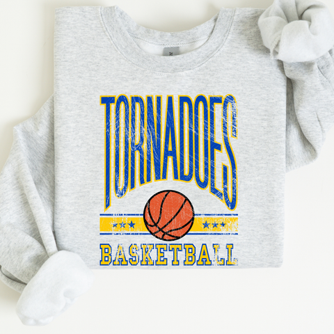 Tornadoes Basketball Distressed Tall on Ash Grey