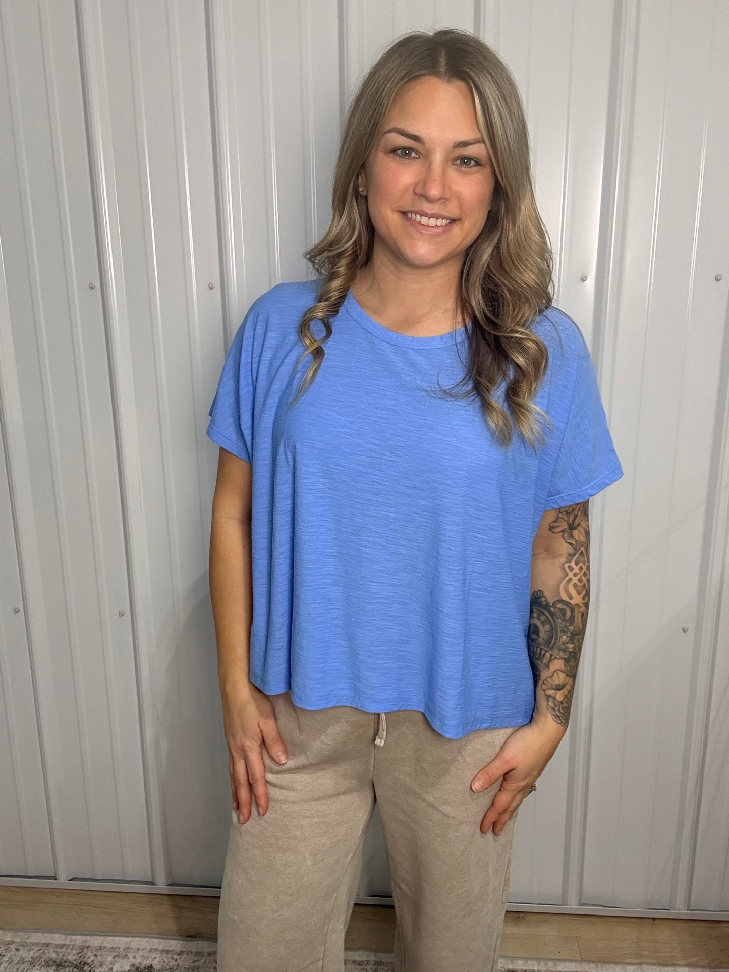 Slub box tee - Cornflower Blue