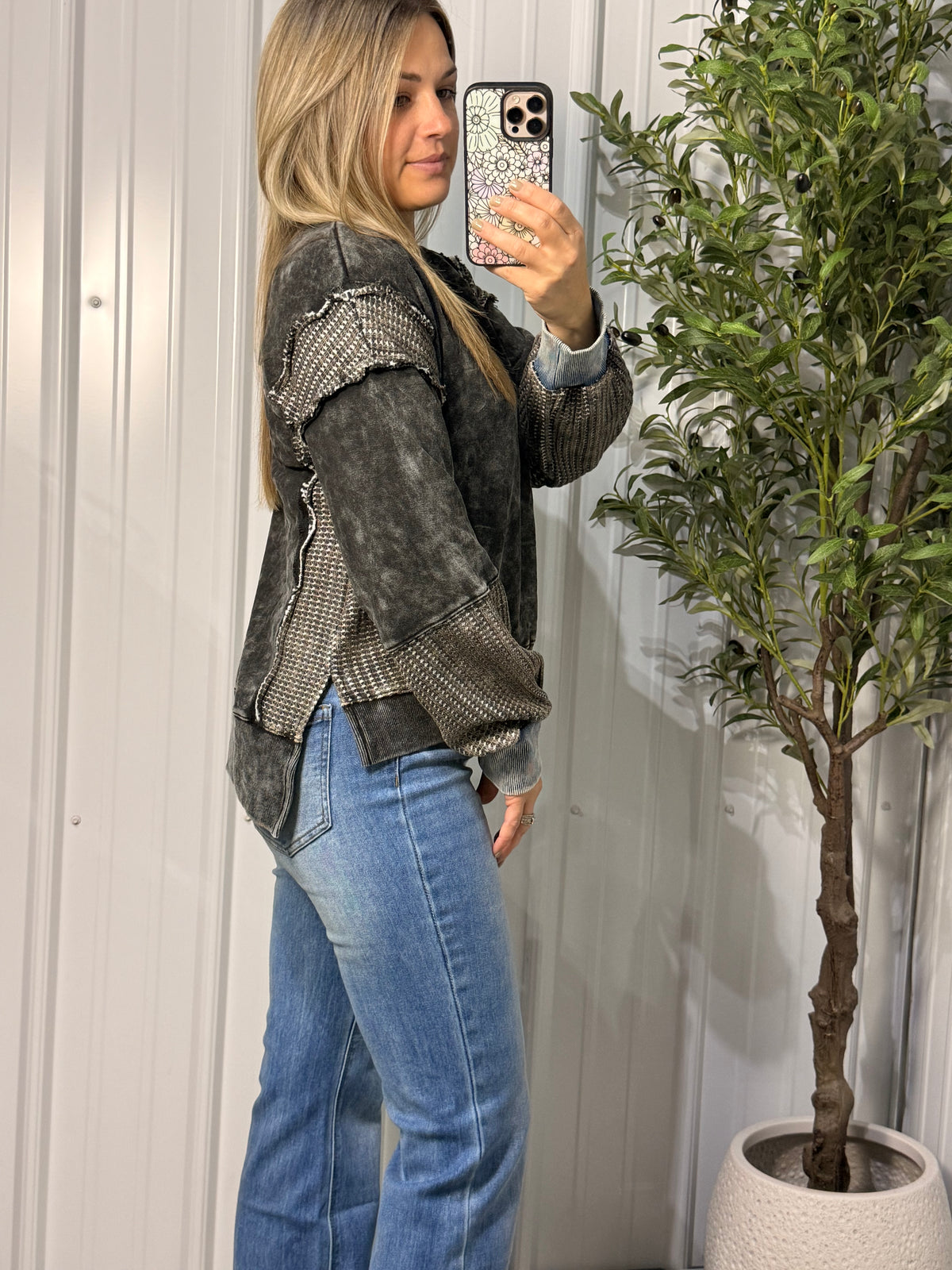 Mixed Media Washed Sweatshirt