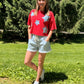Raw Edge Star Patch Top: RED