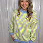 Striped Mock Neck Terry - Lemon/Blue