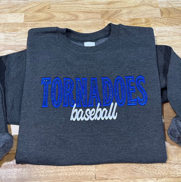 Embroidery - Custom Mascot w/sport, HTV Glitter - YOUTH Sweatshirt or T-shirt