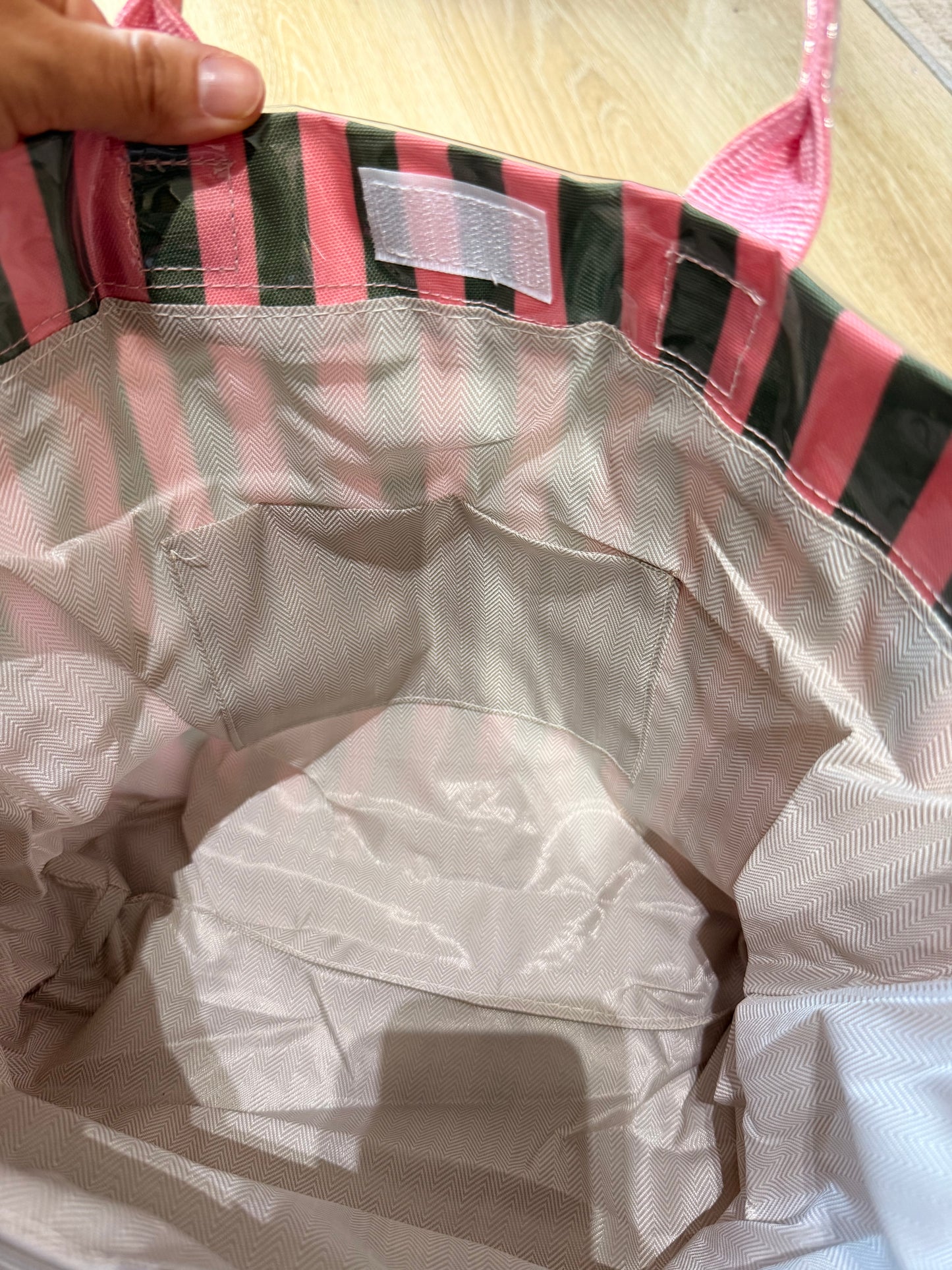 Vinyl Large Tote Bag - Green/Pink