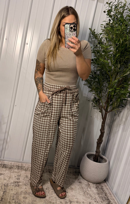 Gingham Getaway Barrel Pants