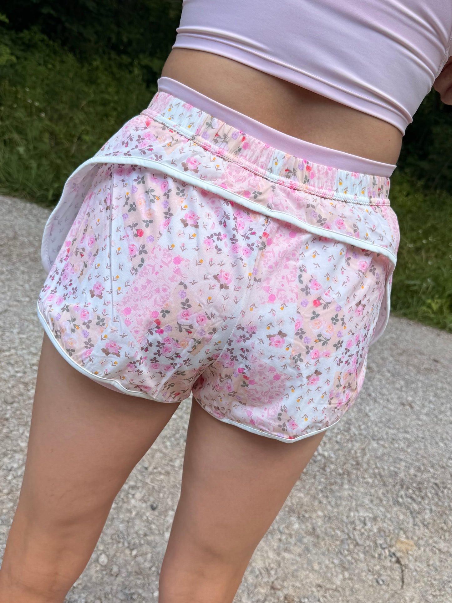 Patchwork Print Double Layer Nylon Shorts
