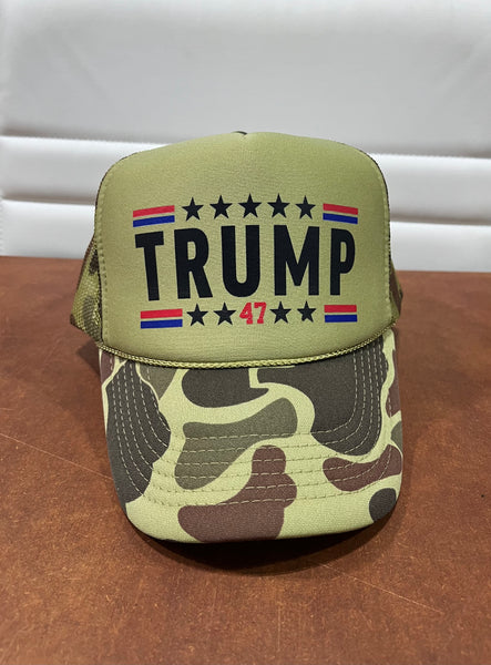 TRUMP 47 Camo Trucker Hat