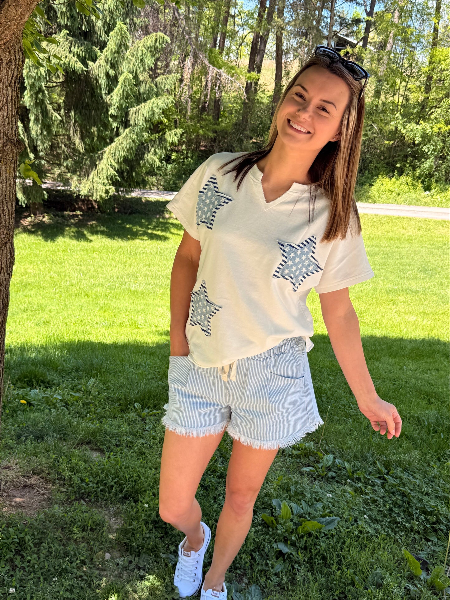 Patriot Star Patched Mineral Washed Tee