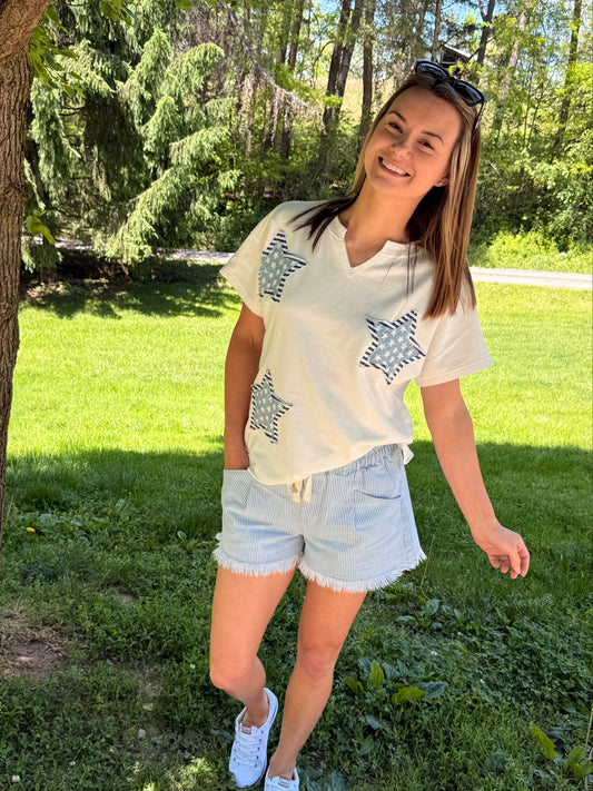 Patriot Star Patched Mineral Washed Tee