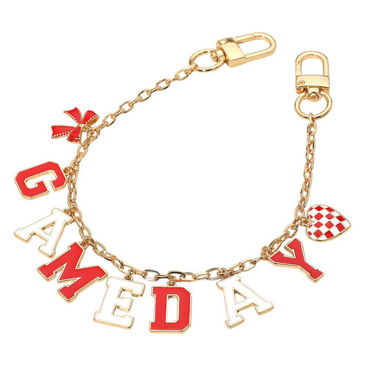 GAME DAY Bag Chain Charm: Gold,Red,White