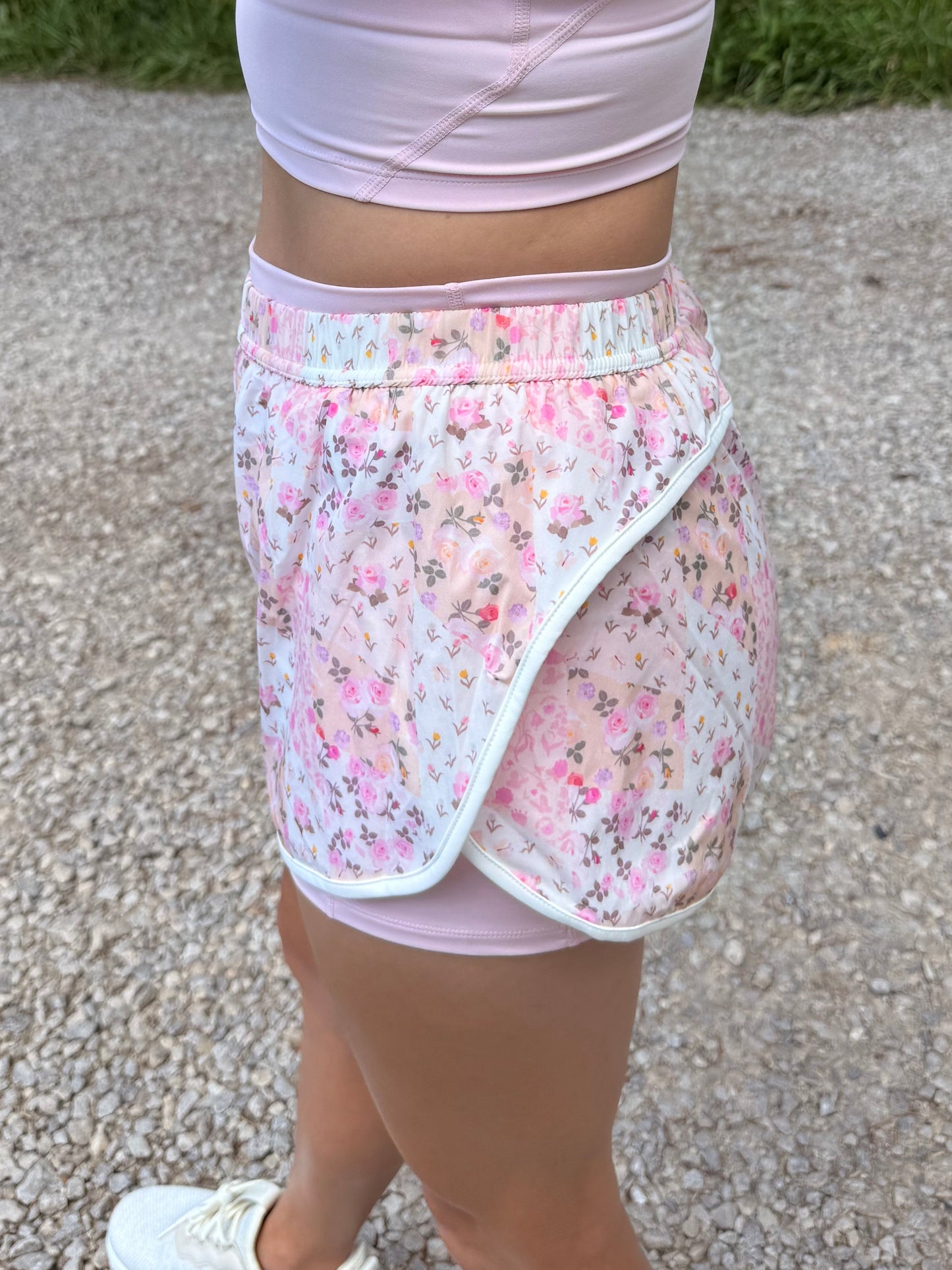 Patchwork Print Double Layer Nylon Shorts