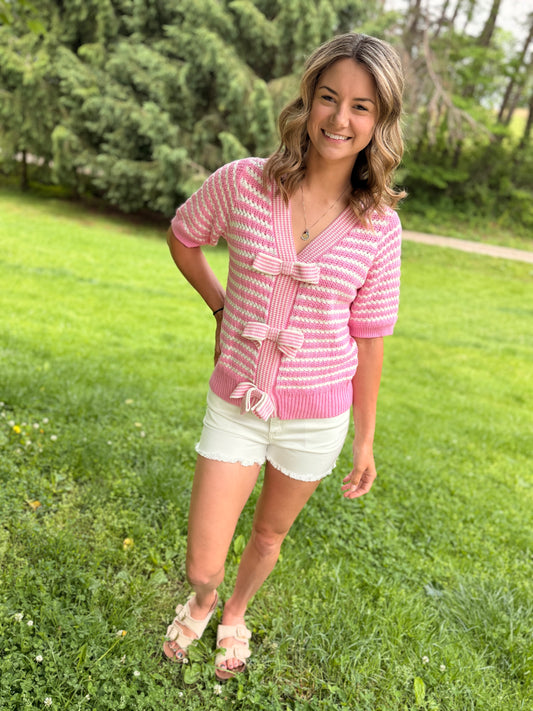 Bow V Neck Knot Sweater