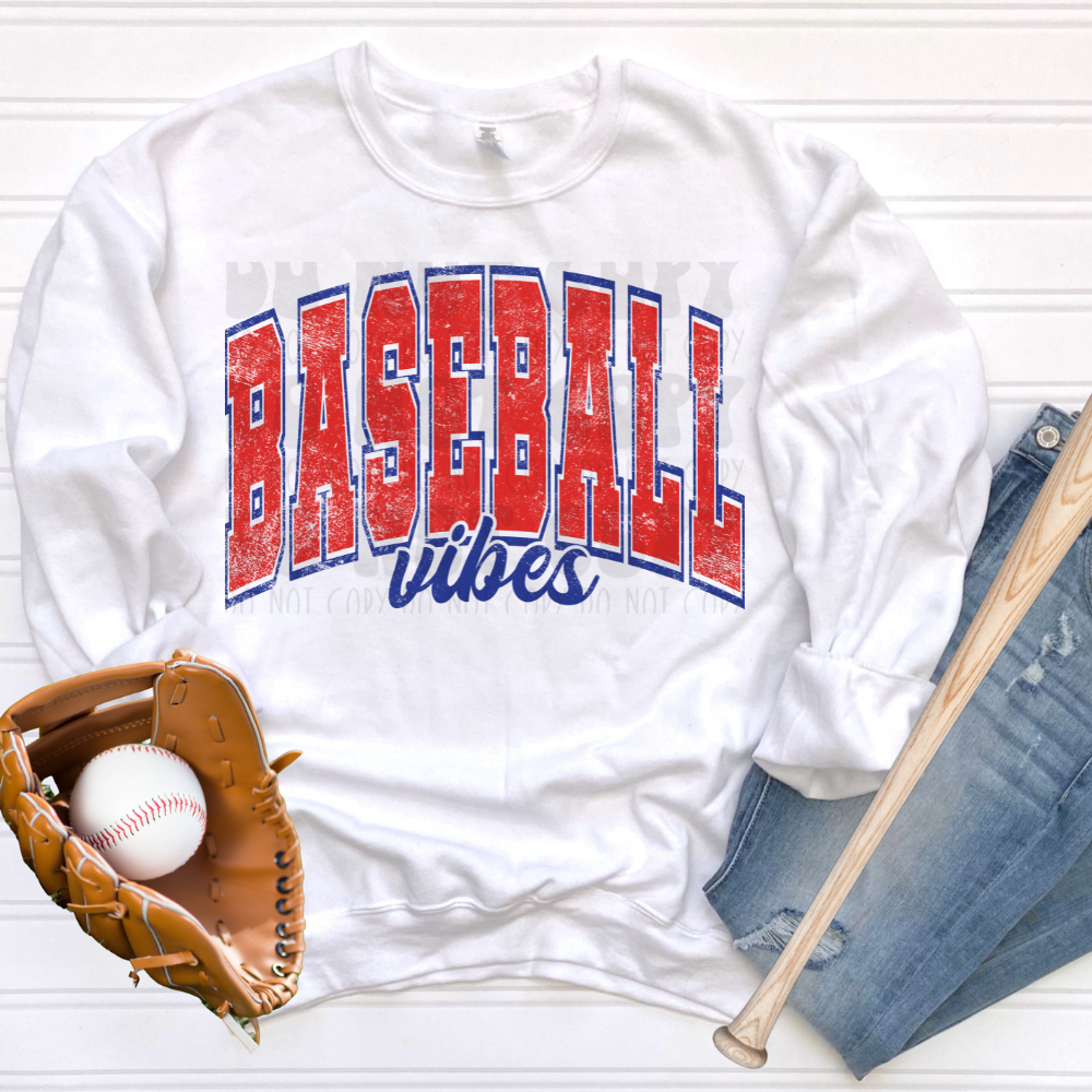 PRE-ORDER - BASEBALL VIBES DISTRESSED ADULT - YOU CHOOSE COLOR