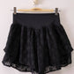 Double Layered Hem Lace Shorts: BLACK