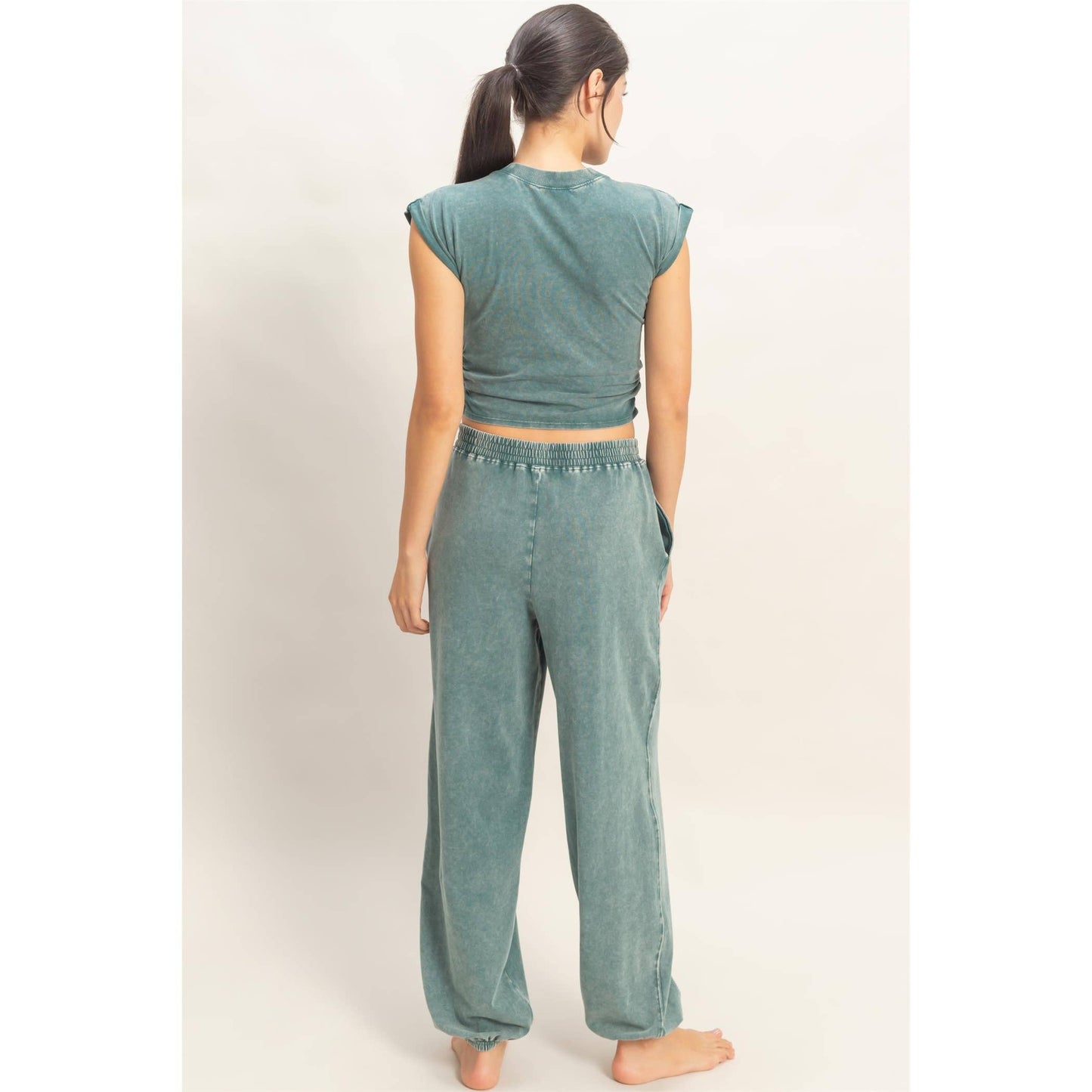 Wrap-Front Crop Top And Jogger Set