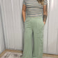 Mineral Wash Wide Leg Cargo Pant - Sage Green