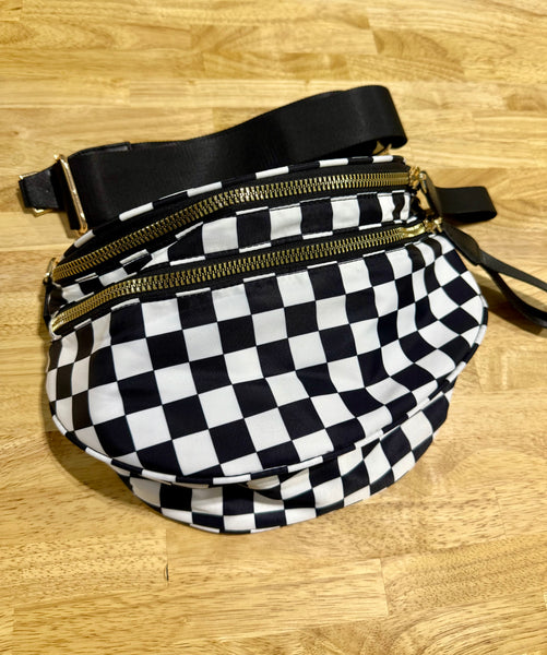 Checkered Crossbody Messenger Bag