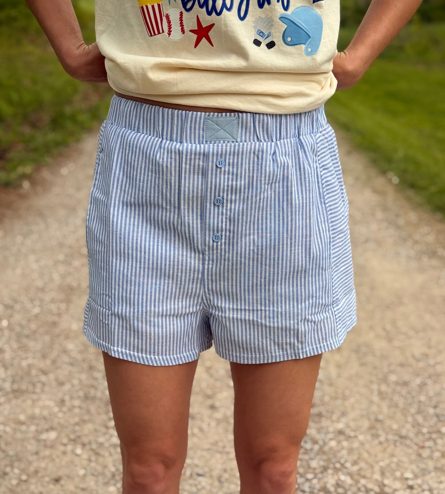 Checker Boxer Shorts: BLUE STRIPE
