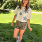 Raw Edge Star Patch Top: WHITE