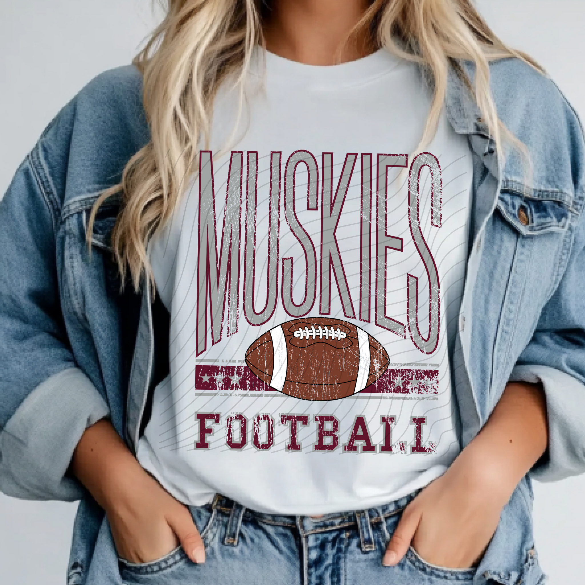 Muskies Football YOUTH Distressed design - 2 shirt options