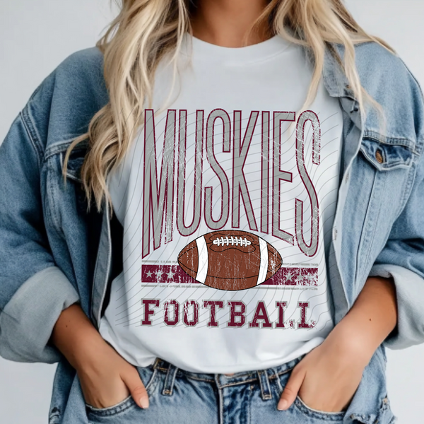 Muskies Football YOUTH Distressed design - 2 shirt options