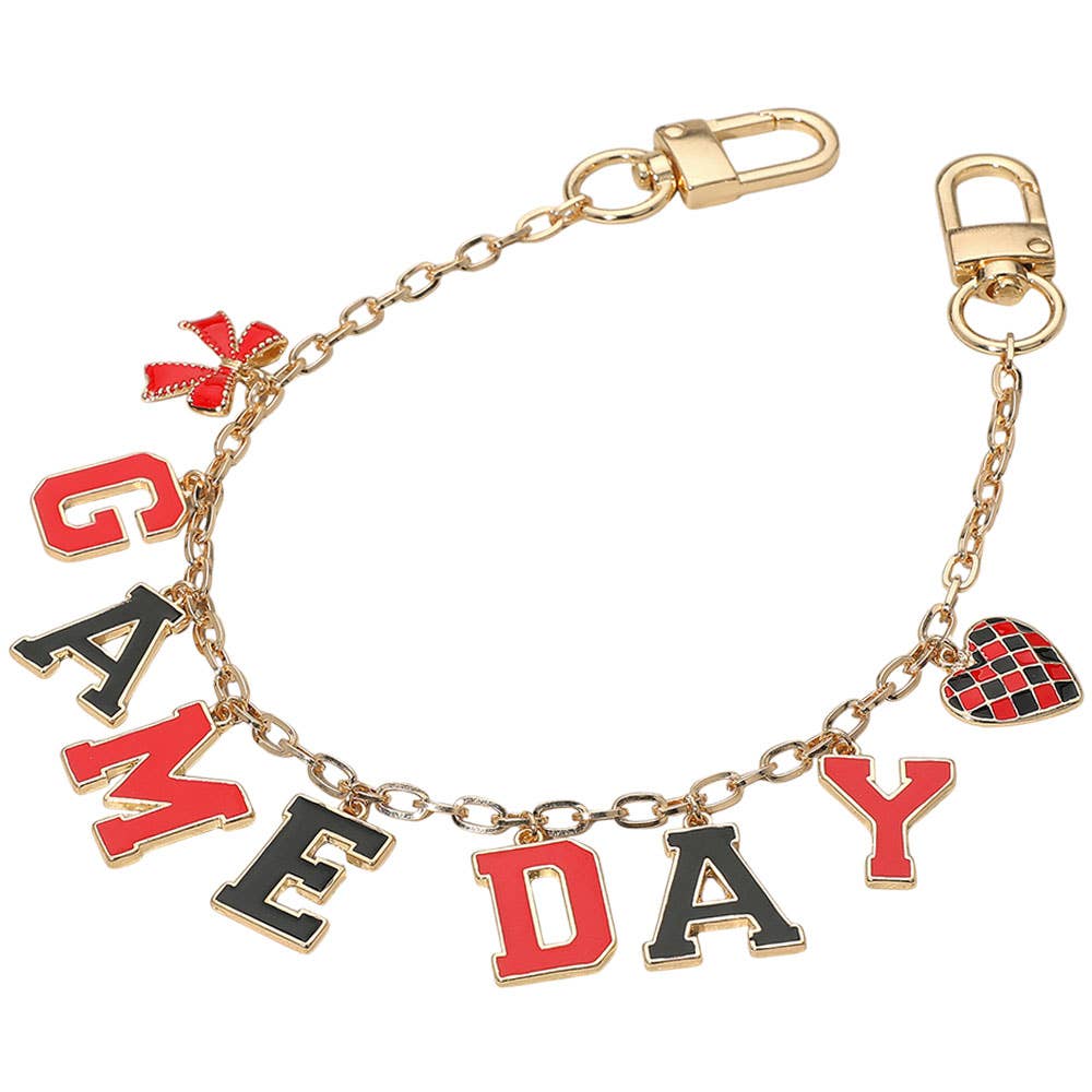 GAME DAY Bag Chain Charm: Black,Gold,Red
