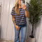 Gray Striped Boxy Short Sleeve Tee