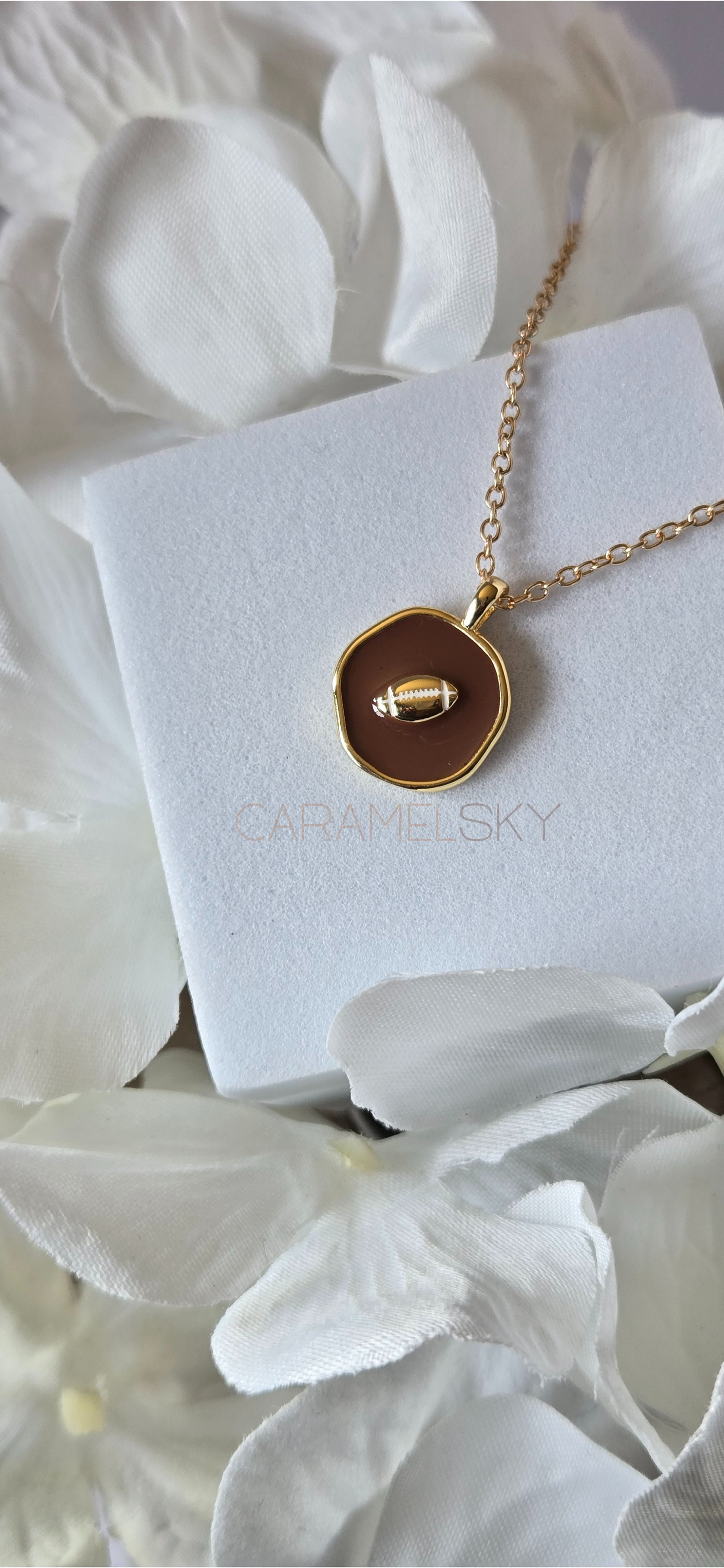 18K Gold Plated Football Pendant Necklace