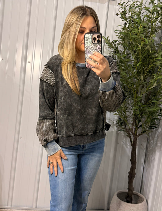 Mixed Media Washed Sweatshirt