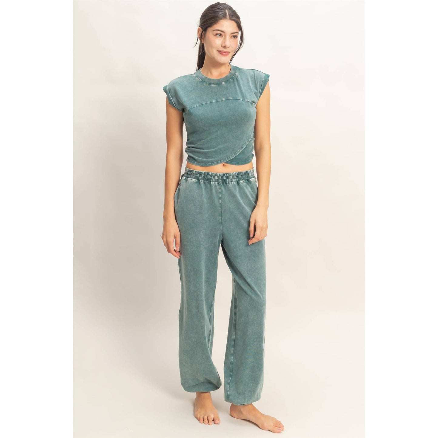 Wrap-Front Crop Top And Jogger Set
