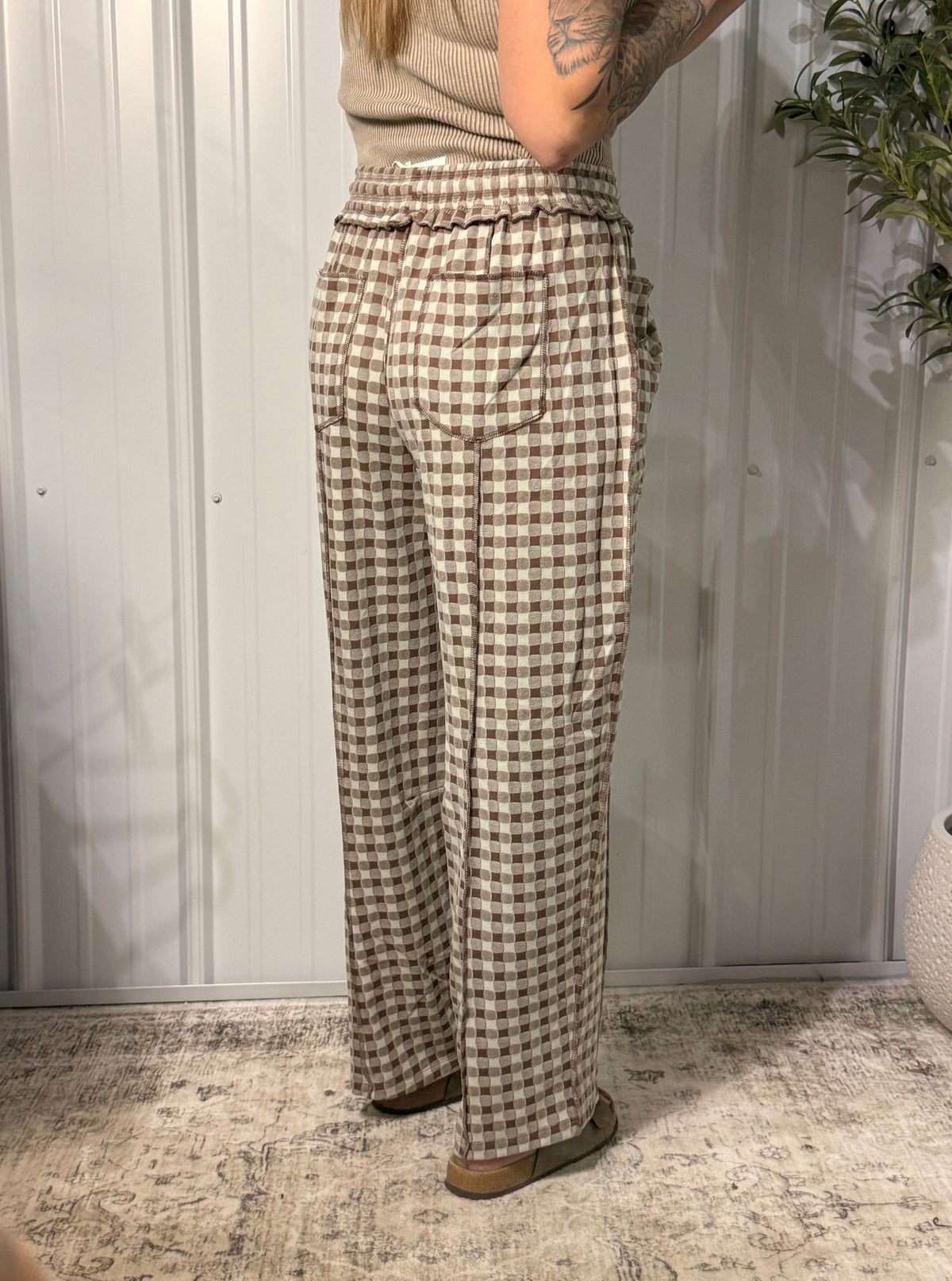 Gingham Getaway Barrel Pants