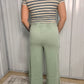 Mineral Wash Wide Leg Cargo Pant - Sage Green