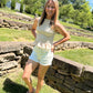 Stripe Sleeveless Smocked Blouse