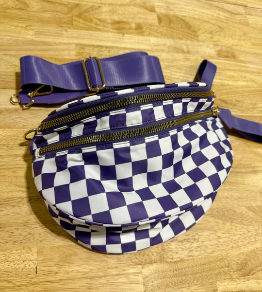 Checkered Crossbody Messenger Bag