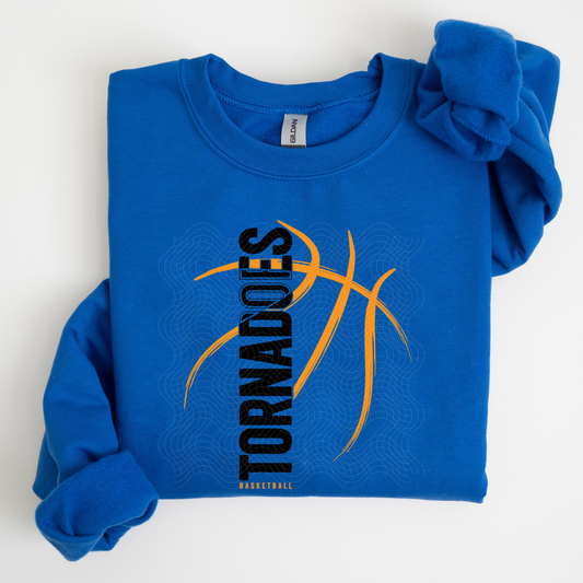 Tornadoes Basketball Black on Royal