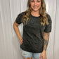 Ash Black Acid Wash Round Neck Tee